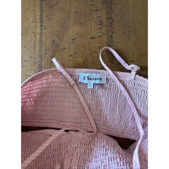 en saison Pink Pin Stripe Seersucker Dress Size Large Sundress - Picture 3 of 7